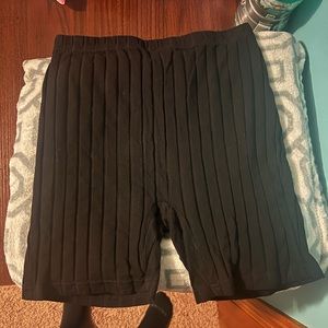 Black Ribbed Bike Shorts